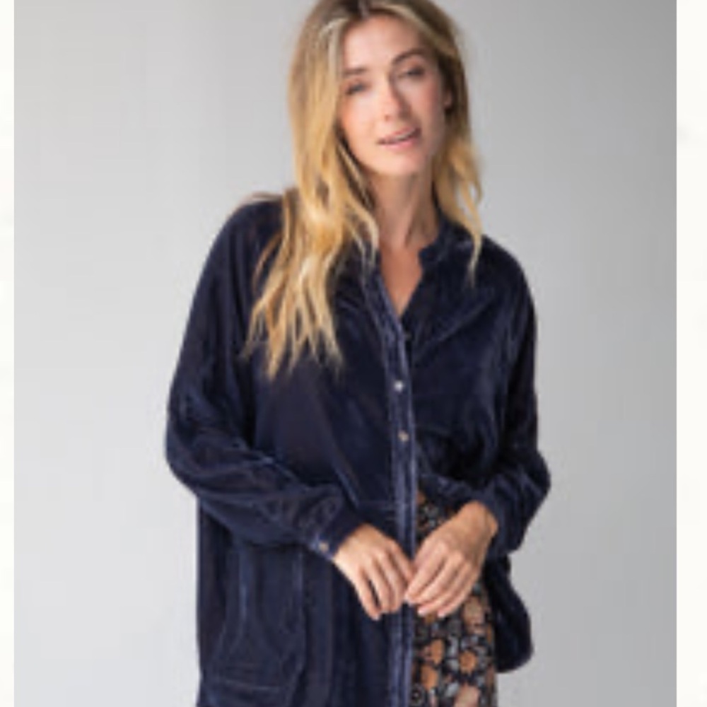 Natural Life relaxed velvet button-up 
shirt top